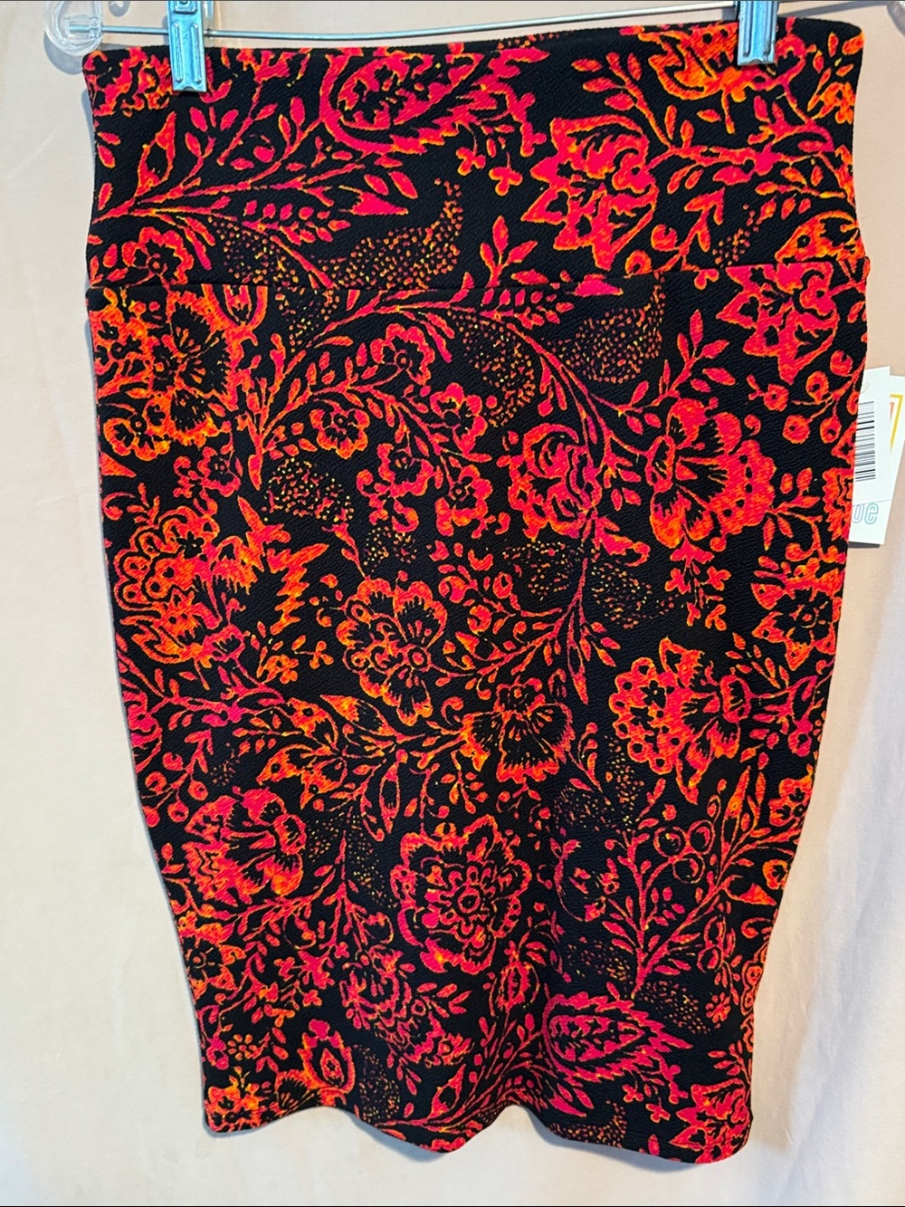 Lularoe Floral Pencil Skirt in Black  & Orange Pattern